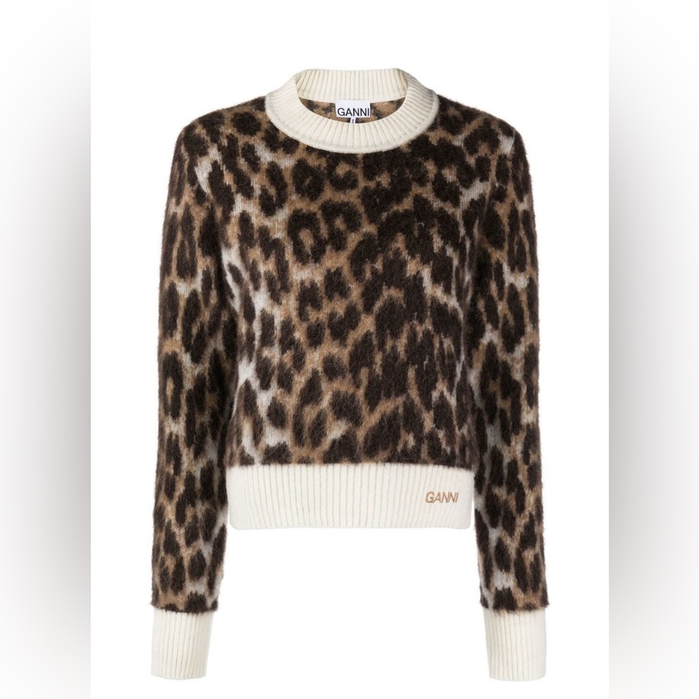 GANNI Leopard Print Jumper Size M